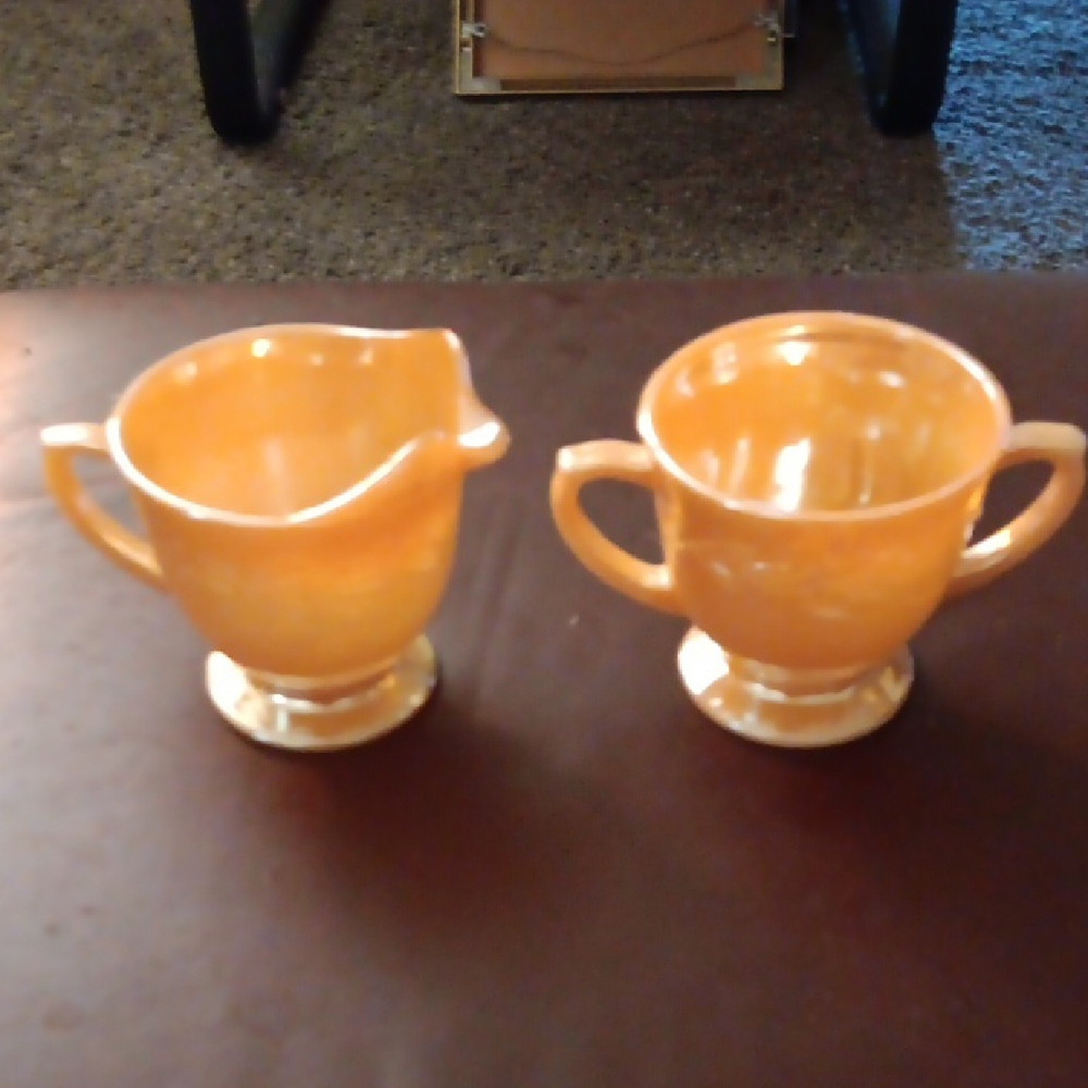 Anchor Hocking Orange Creamer and Sugar Set
